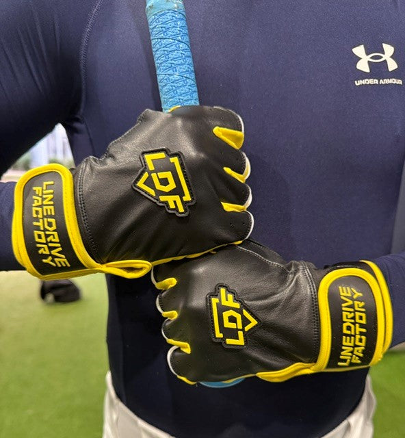 LDF Premium Batting Gloves (Adult & Youth) Black/Gold