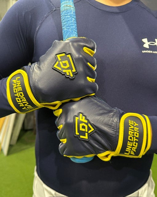 LDF Premium Batting Gloves (Adult & Youth) Navy/Gold