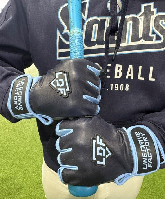 LDF Premium Batting Gloves (Adult & Youth) Navy/Columbia Blue