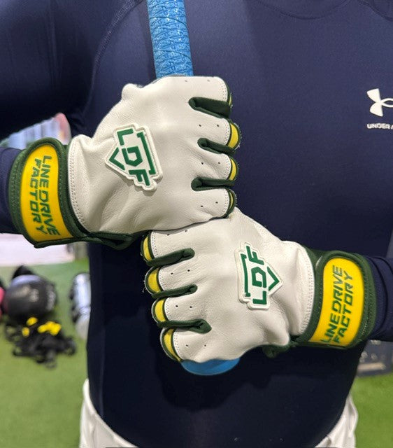 Team Australia - LDF Premium Batting Gloves (Adult) White/Green/Gold