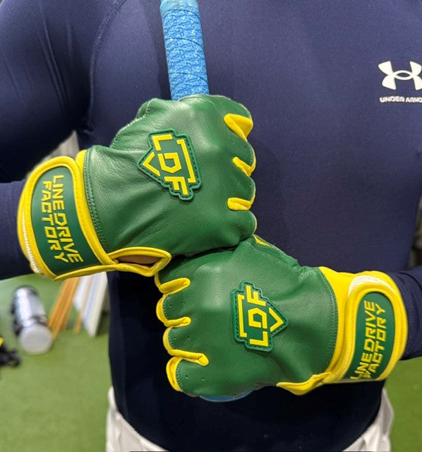 LDF Premium Batting Gloves (Adult & Youth) Green/Gold