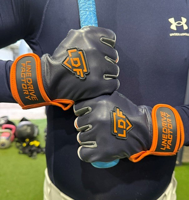 LDF Premium Batting Gloves (Adult & Youth) Navy/Orange