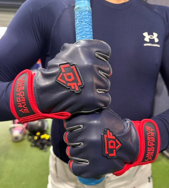 LDF Premium Batting Gloves (Adult & Youth) Navy/Red