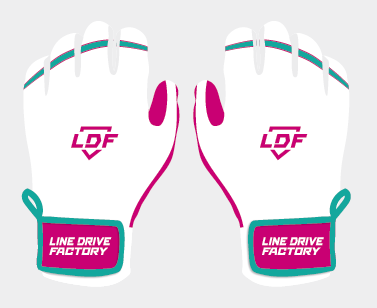 LDF Premium Batting Gloves (Adult & Youth) White/Pink/Teal